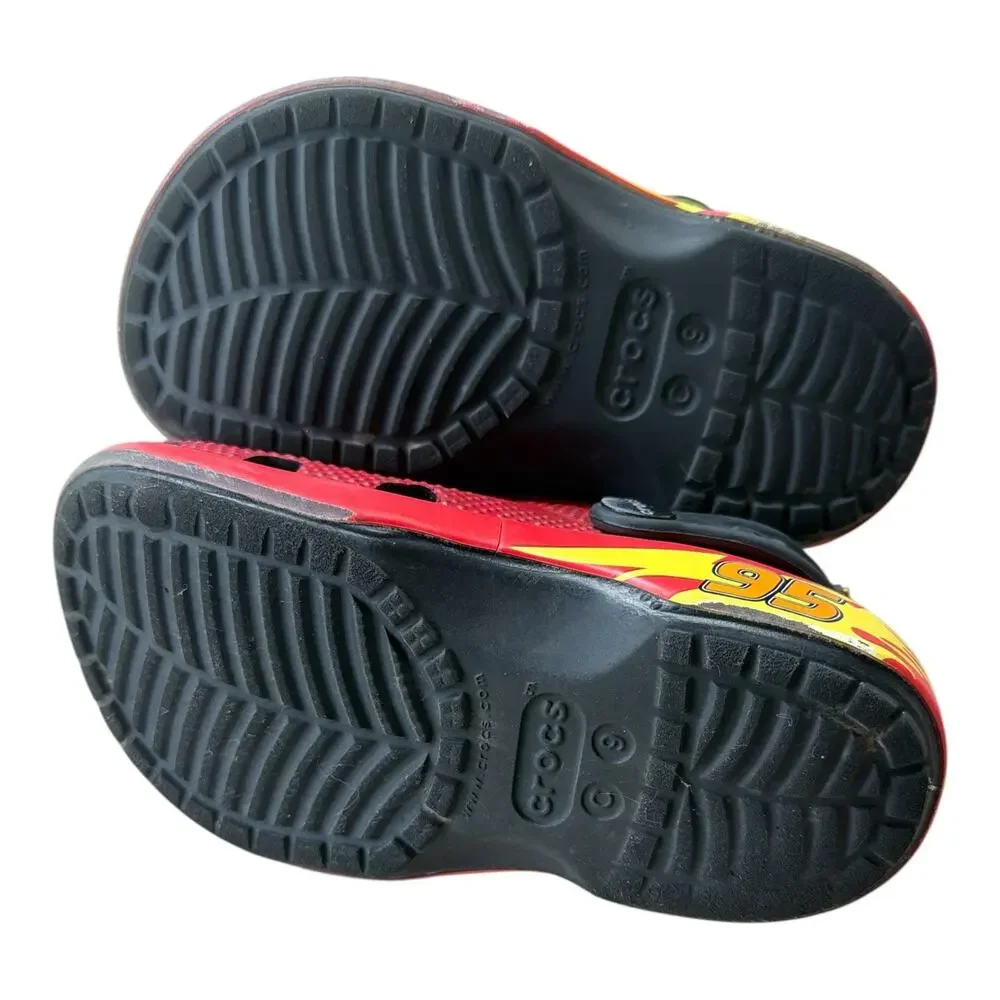 Crocs Kids Disney Cars Lightning Mcqueen Clogs Size 9 With Jibbitz